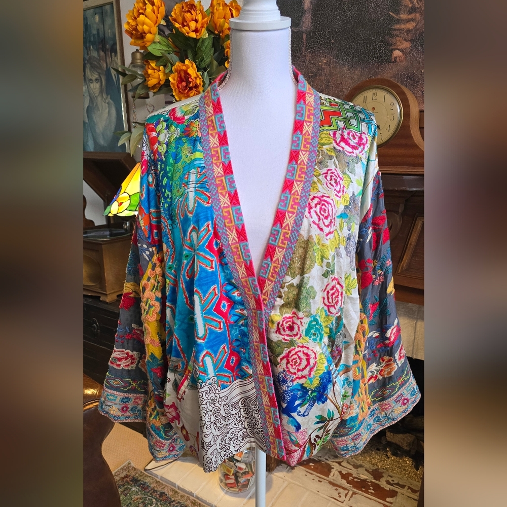 Johnny Was - Dreamer Colorful Reversable Floral Kimono Cardigan